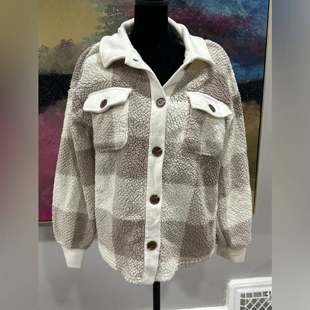 Pink Rose Cream and Tan Teddy Jacket